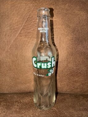 Vintage Crush Soda Glass Bottle with Green Logo